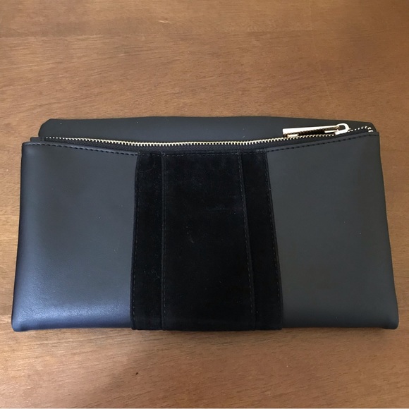 2/$15 Black Faux Leather Velvet Fold Over Clutch, Summer and Rose - Picture 5 of 7